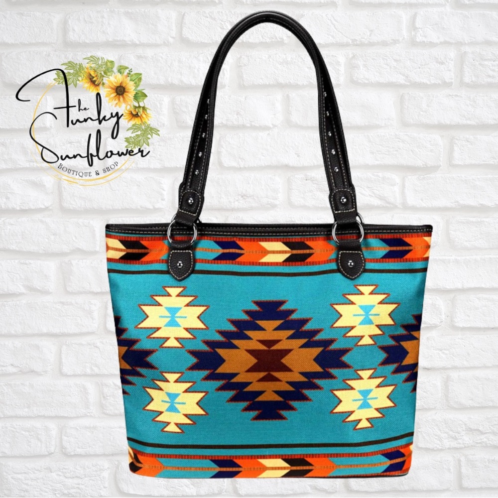Montana West Aztec Canvas Tote Bag